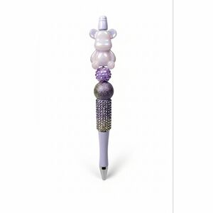 Purple Bear Beaded Pen with Rhinestones